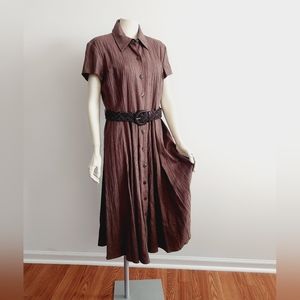 Gorgeous Brown Belted Dress, Holiday Dress
